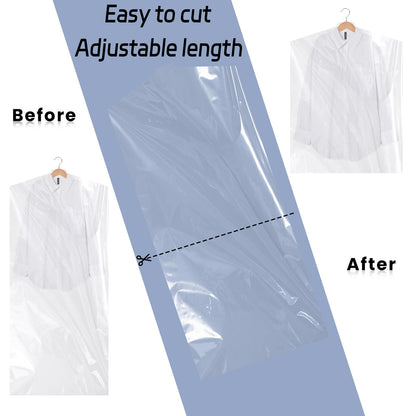 JIUBULUJIU 40 Pack Plastic Clothes Covers, 60 x 90cm Dry Cleaning Bags