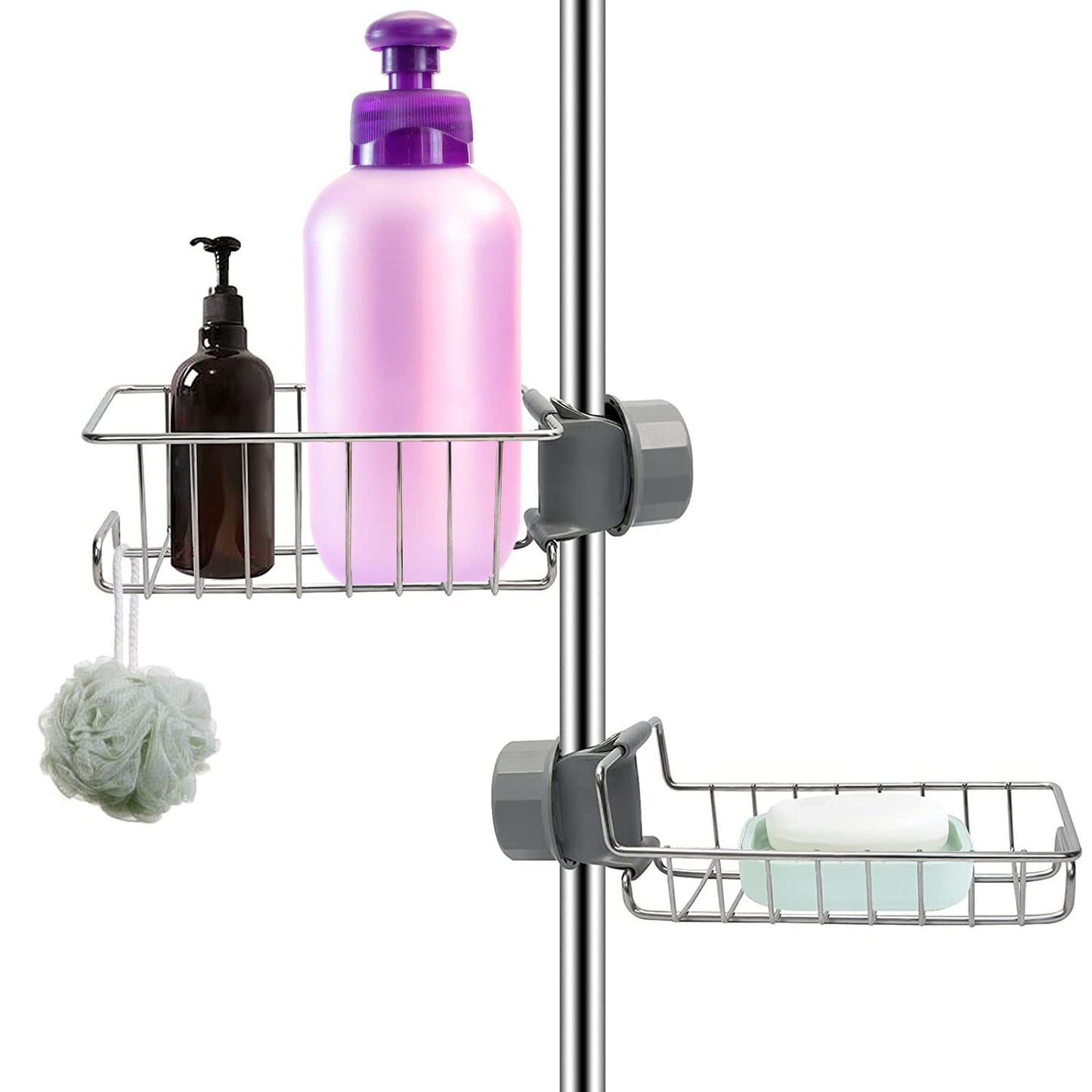 Beilala Bathroom Shower Caddy No Drill, 2 Pack Shampoo Soap Holders Stainless Steel Fauce Rack Kitchen Sink Organiser Bathroom Tidy Accessories Rust