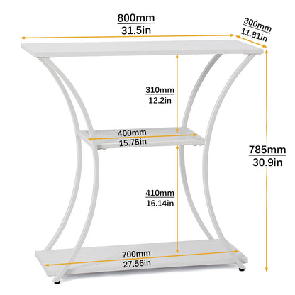 HDANI 3-Tier Metal Console Table with Grid Shelf, Narrow Hallway Table with Sturdy Frame, Narrow Entrance Table & Sofa Table for Hallway, Living Room