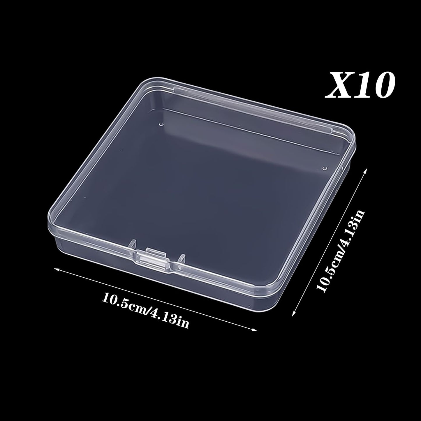 Prmape Pack of 10 Storage Boxes with Lid, Large, 10.5 x 10.5 x 1.8 cm, Rectangular Empty Mini Storage Box