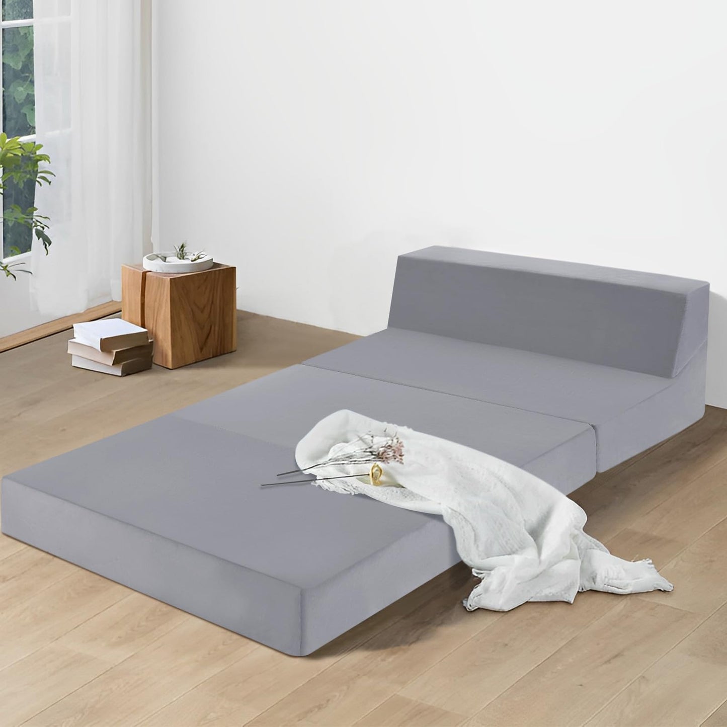 MeMoreCool Folding Floor Mattress Single, 195x75cm, Grey