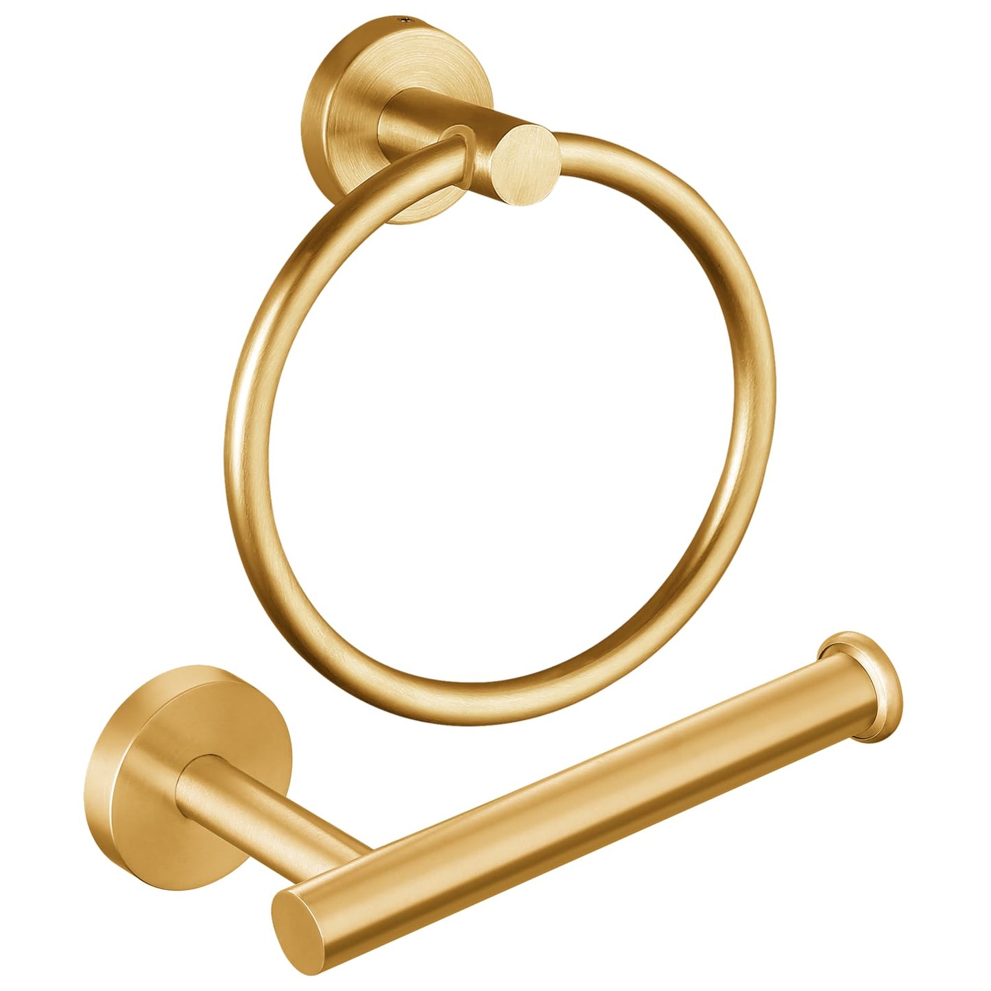 Towel Ring & Toilet Paper Holder, 2 Piece Bathroom Hardware Set, Stainless Steel SUS304, Hand Towel Hanger & Toilet Roll Holder, Sturdy Bathroom