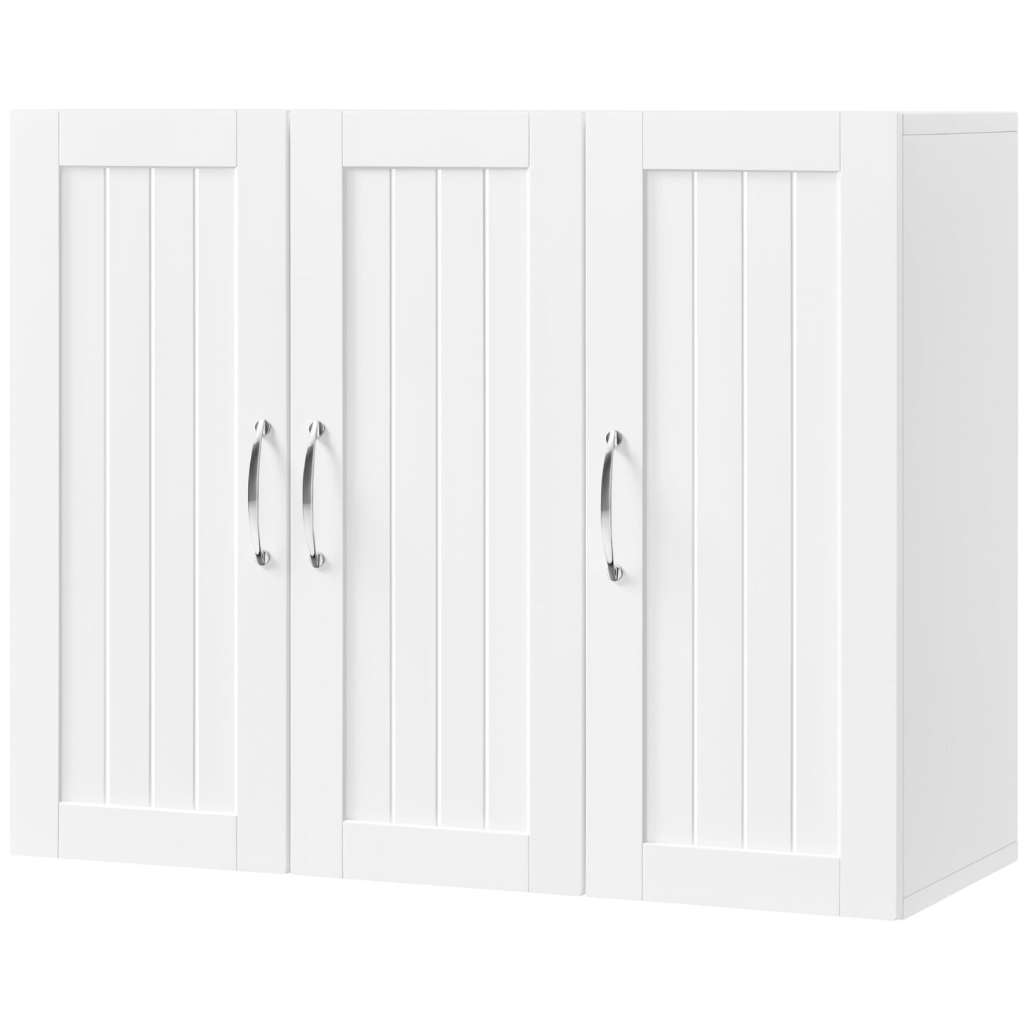 Yaheetech Bathroom Wall Cabinet with 3 Doors, Wall-Mounted Storage Cupboard with Adjustable Shelf, Medicine Storage Cabinet for Kitchen, Living Room
