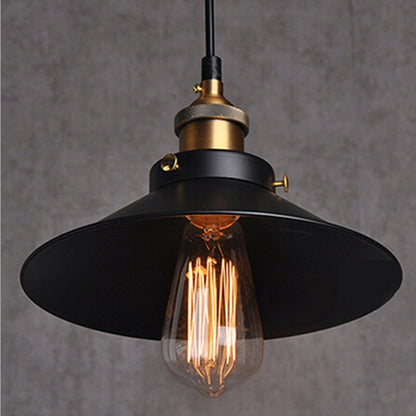 Chrasy 2 Packs Vintage Ceiling Light Industrial Style Pendant Lighting Edison Black Metal Lamp Shade Lighting Fixture for Kitchen Living Room