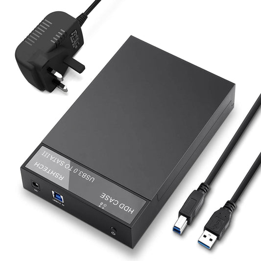 RSHTECH Hard Drive Enclosure, External USB 3.0 to SATA HDD Caddy Portable Disk Case for 2.5 3.5 inch SATA I/II/III HDD SSD, Support UASP & 16TB Drives