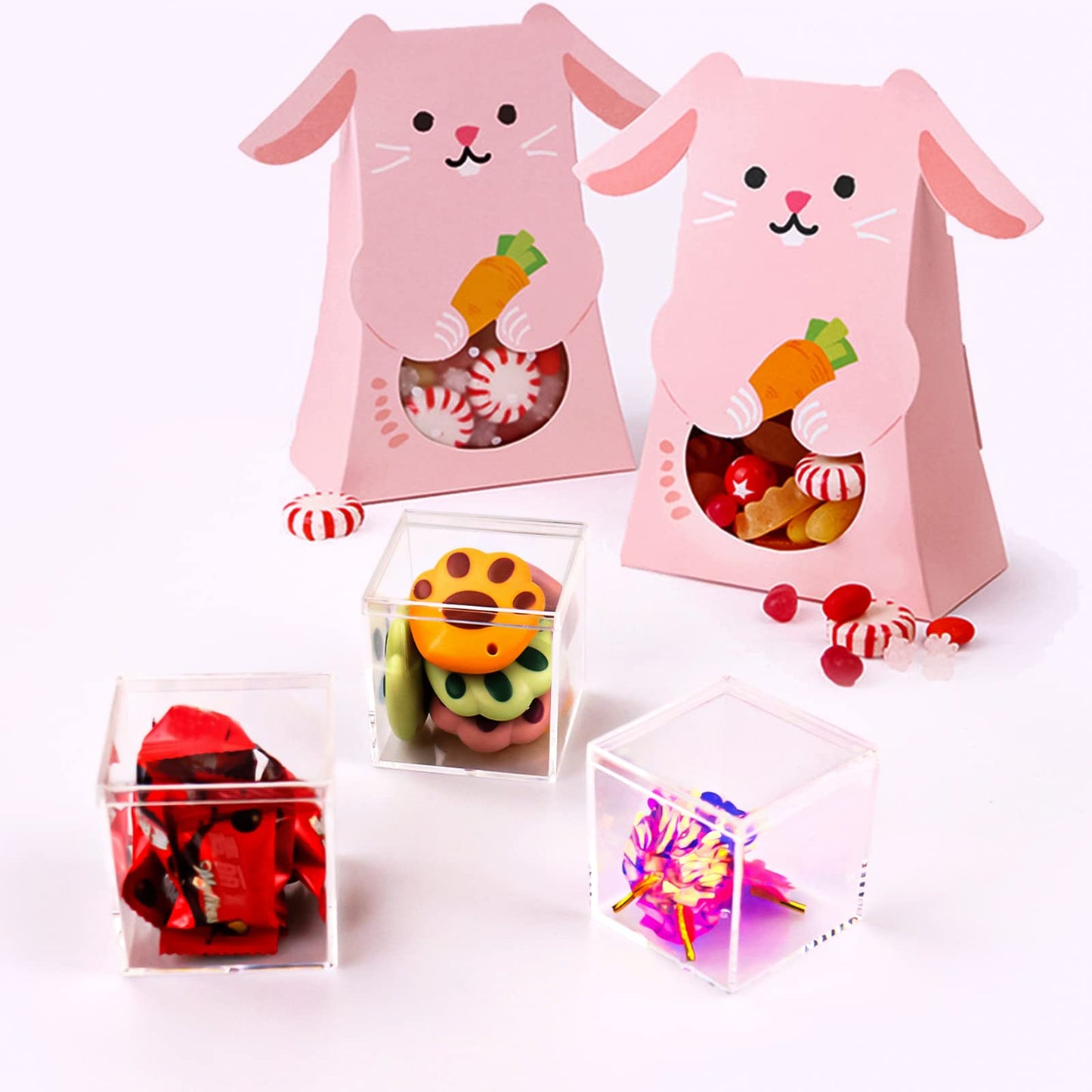 Lomgwumy Acrylic Box with Lid Small, Durable, Pack of 8, with Lid, Acrylic Square Container is Suitable for Storing Candy, Small Accessories