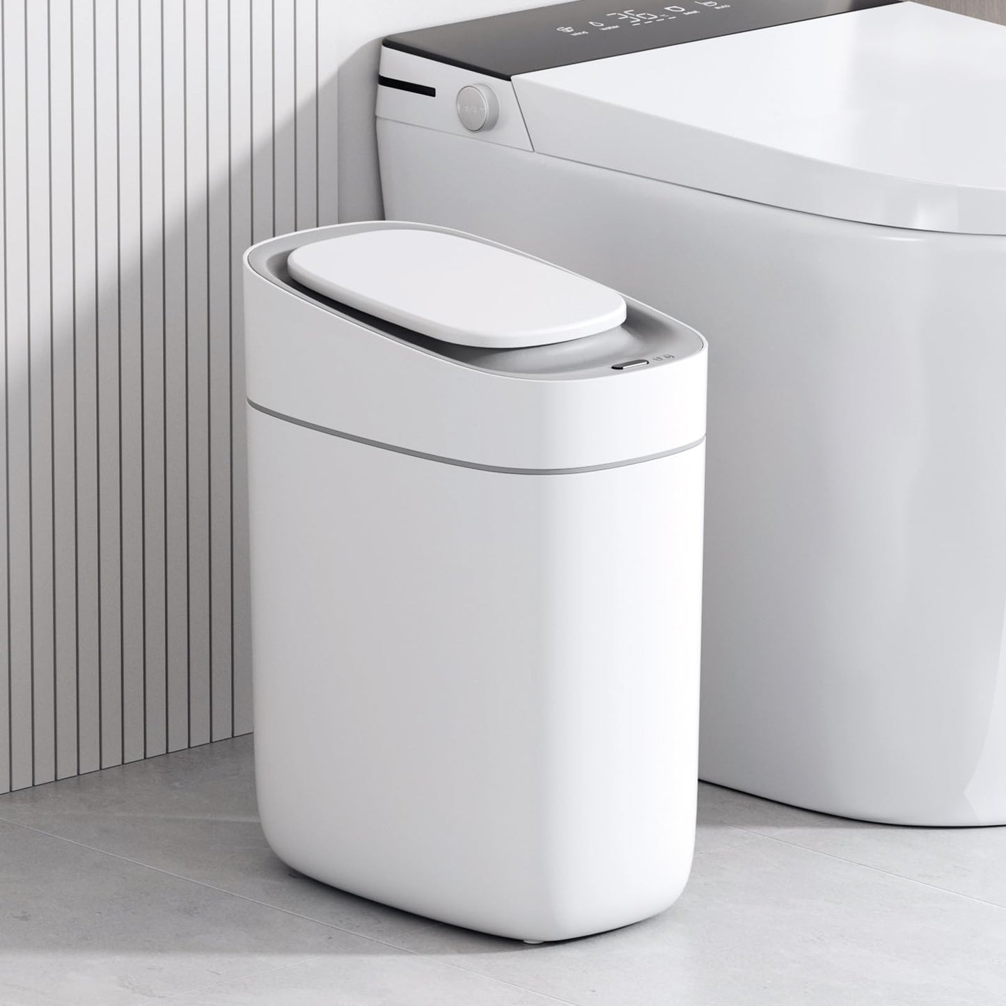 ELPHECO Automatic Bathroom Trash Can with Lid 2.5 Gallon Slim Sensor Garbage Can, 9L Narrow Plastic Trash Bin