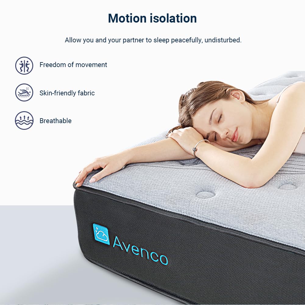 Avenco 8.5 Inch Single Mattress 3FT 9-Zone Pocket Sprung Mattress with High Elasticity Foam，CertiPUR-US Certified, Bed Mattress-in-Box，90*190*22cm