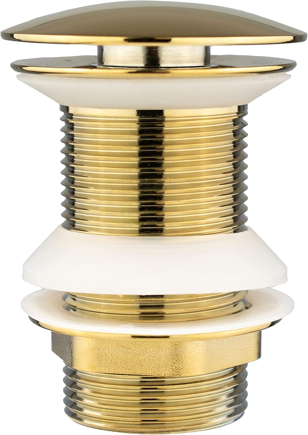 Xcel Home 2X Unslotted Gold Pop Up Basin Waste, Brass Mushroom Dome