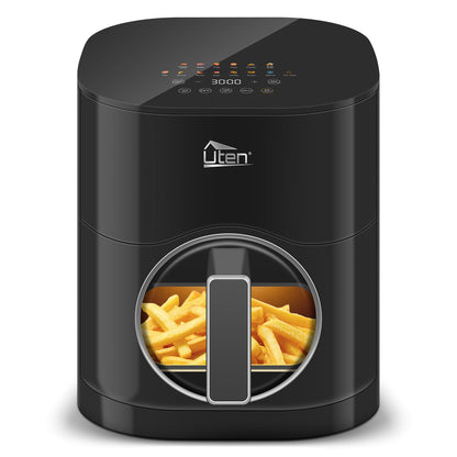 Uten Dual Blaze Air Fryer 5.5L Visual Window, Color Screen, 14 Pre Menus, Delayed Start, Stainless Oil Net, 2 Fast Heaters Independently Controllable,