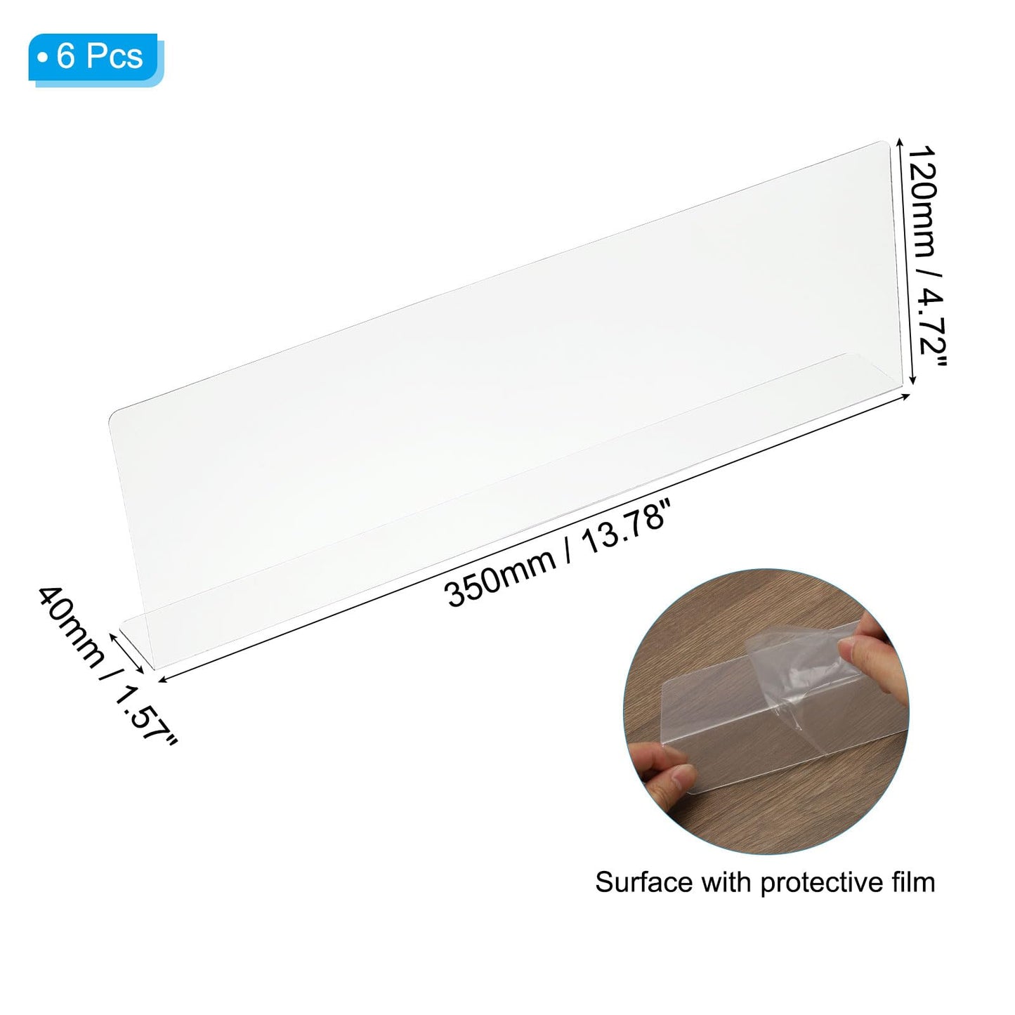 PATIKIL 6 Pack Shelf Dividers for Closet Organization, 350 x 40 x 120mm Acrylic Closets Separator Kitchen Cabinet Shelves Under Bed Blocker for