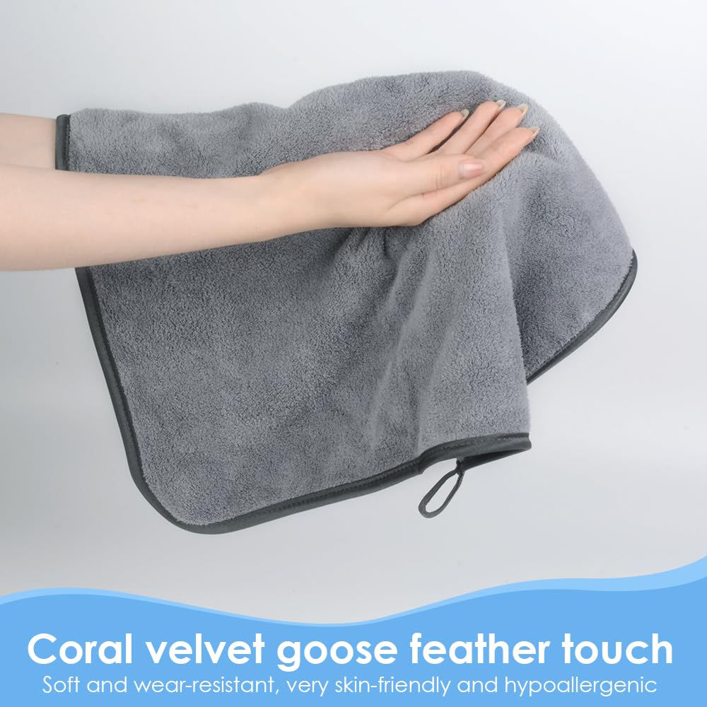 VIVOTE Hand Towels with Hanging Loop Microfiber Kitchen Hand Towels Grey