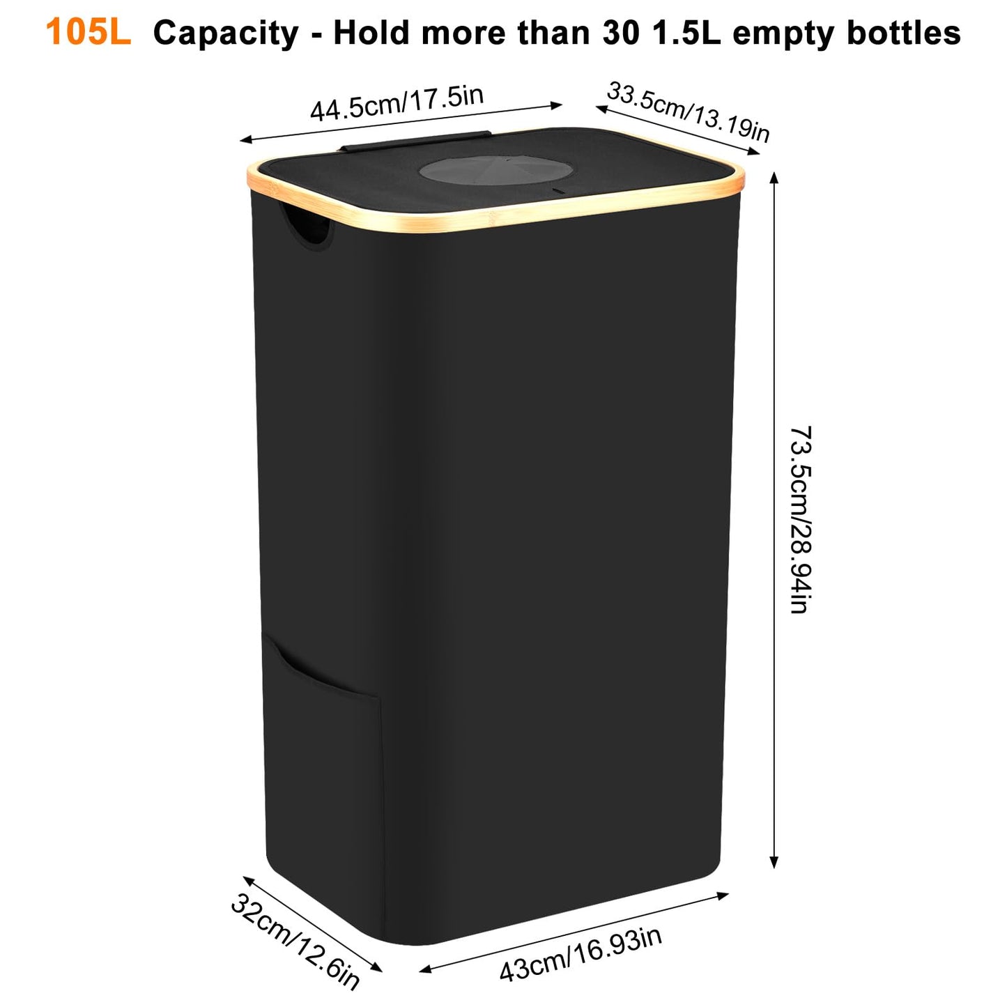 Pangutiandi Deposit Bottle Collector Bins with Lid, 105L Large Collection Container with 2 Removable Carry Bag for Kitchen