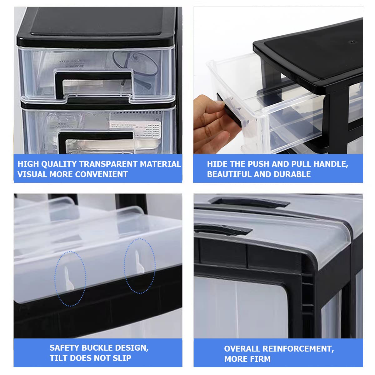 LNQ LUNIQI Plastic Desk Organizer,Desk Storage Box with 4 drawers,Makeup Organizer Sundries Storage Multifunction Storage Rack for Office School Home