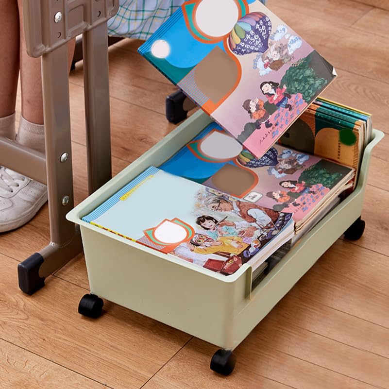 Healifty Book Storage Container on Wheels Plastic Storage Box with Wheels under Desk Bookcase for Dormitory Office and Home for Books and Sundries