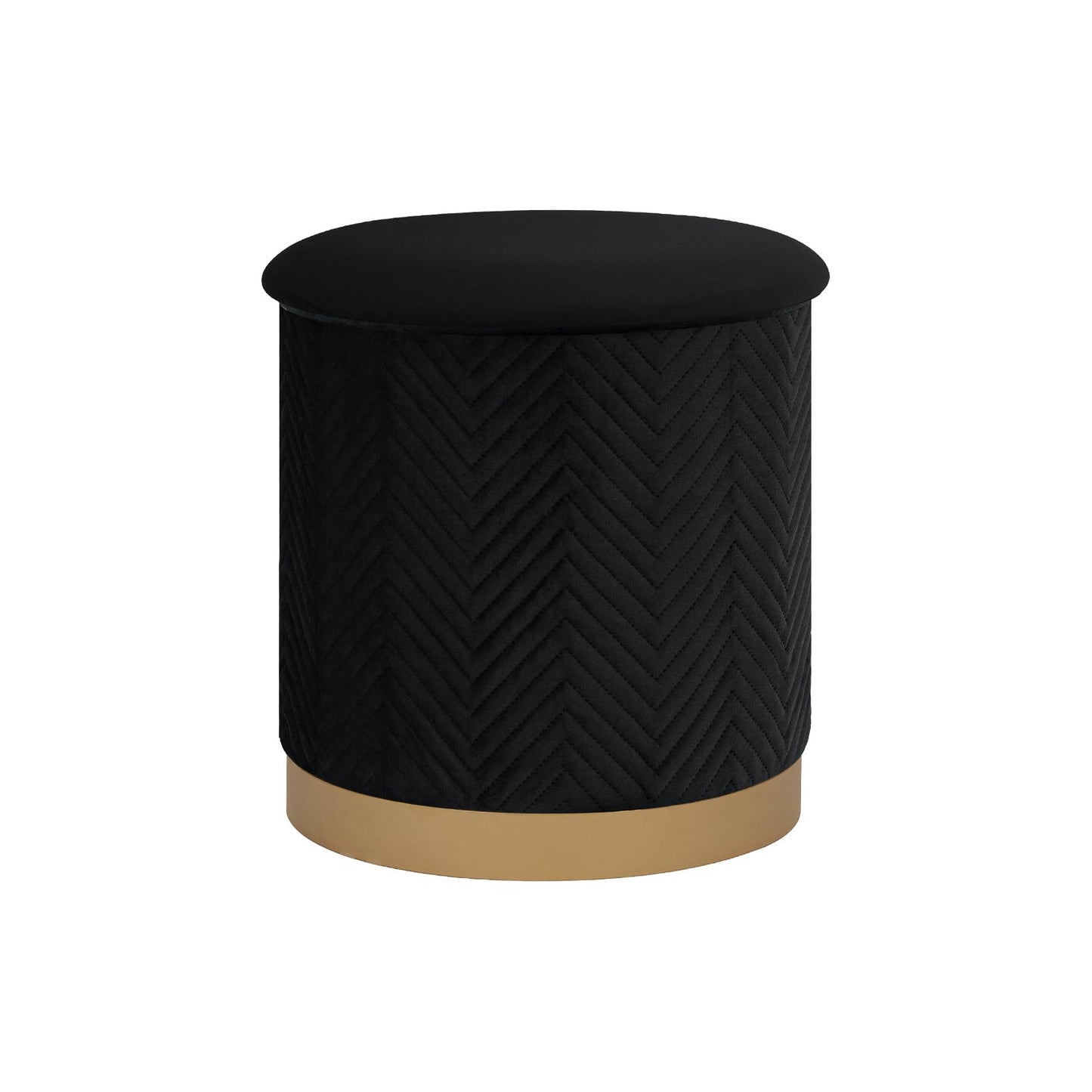 Bonlife Large Round Storage Ottoman, Foldable Footstool with Lid