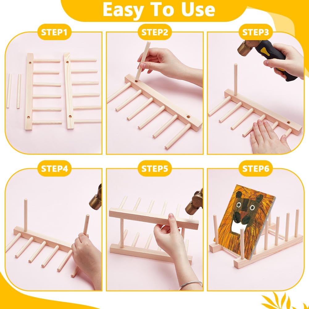 UNICRAFTALE 2 Sets Wooden Bookshelf 5-Tier Toddler Book Display Shelves Mini Natural Wood Color Book Display Stand Holder for Magazines Rooms Nursery