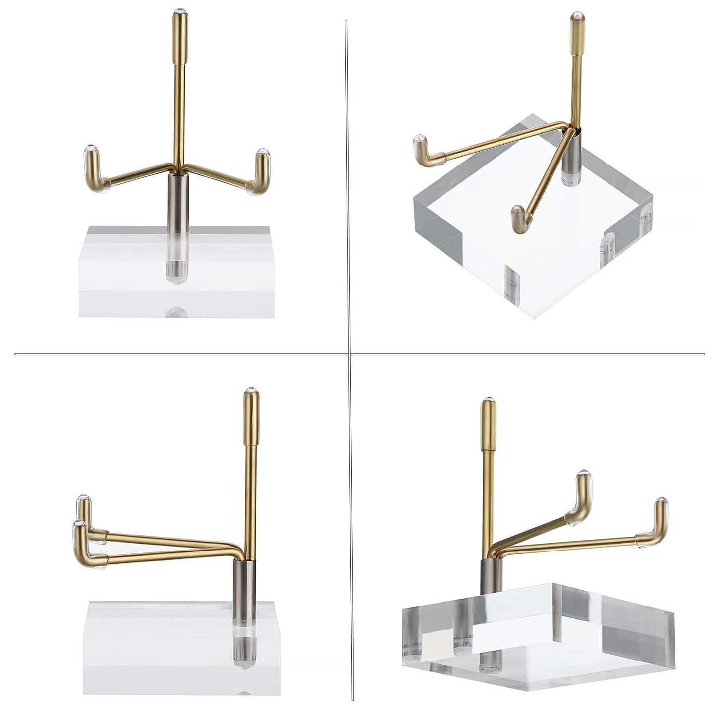 BTSKY Small Size Adjustable Golden Metal Arm Display Stand with Square Base