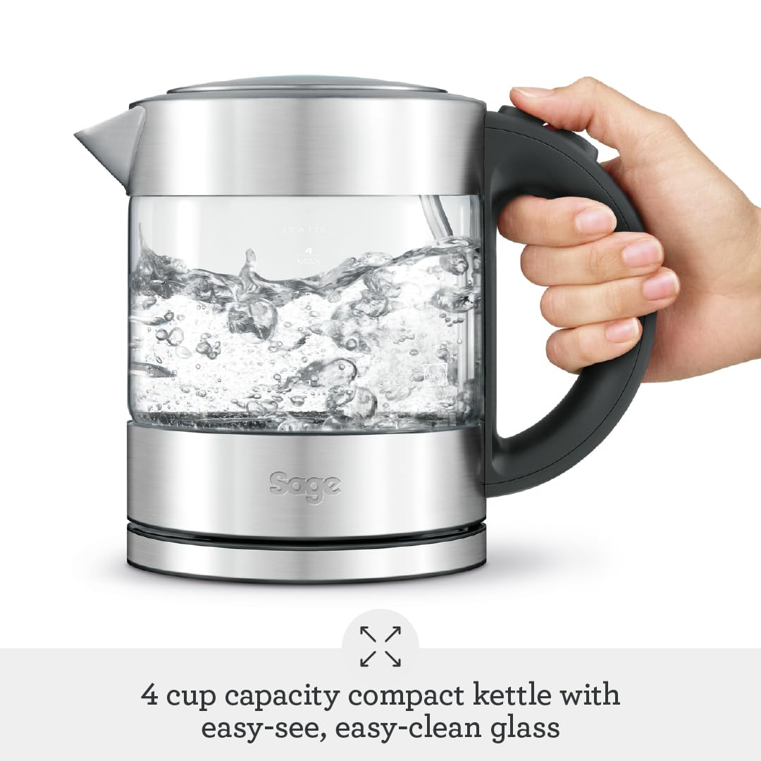 Sage - The Compact Kettle Pure - Quiet and Cordless Electric Kettle - Fast Boil, Brushed Stainless Steel