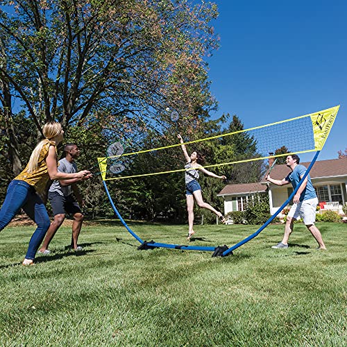 EastPoint Sports Unisex Eastpoint Sports Set, White Easy Setup 4 Player Badminton Set 15ft Net, Badminton Net with Carry Storage Base, and Badminton