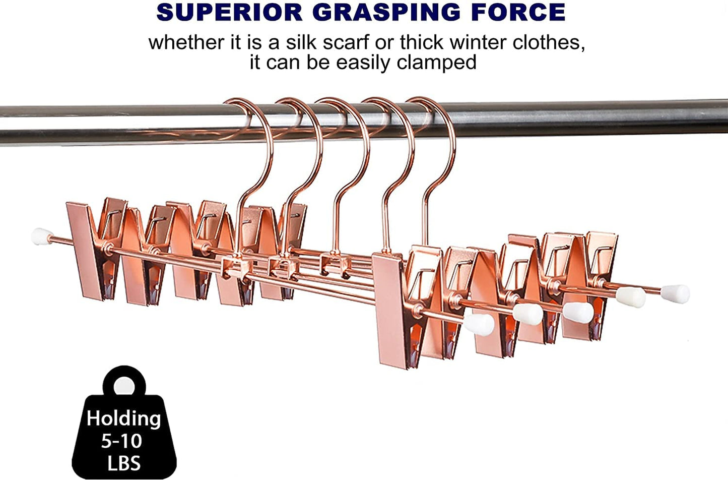 Amber Home 20pcs Shiny Metal Trousers Hangers, Iron Skirt Hangers, Copper