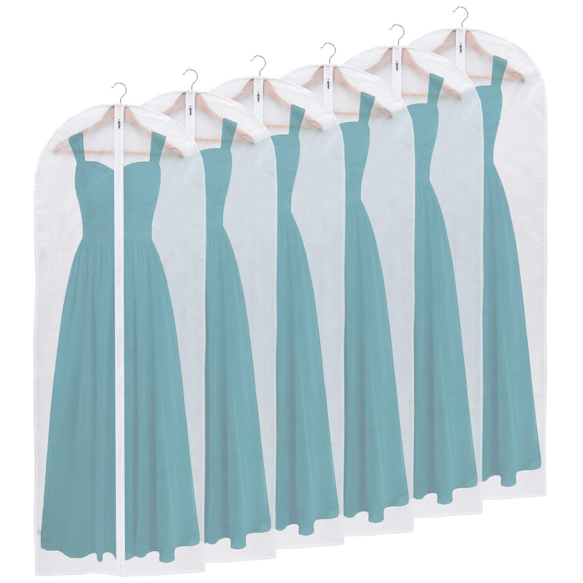 Niviy Dress Bags 60 x 160 cm, Long Garment Covers with Zip & Clear Window