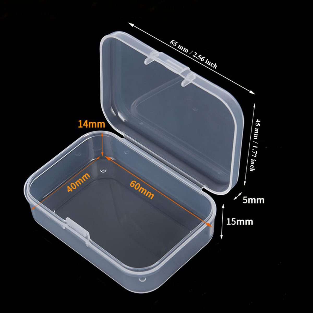 100 Pack Mini Clear Plastic Storage Containers, 65 x 45 x 20 mm
