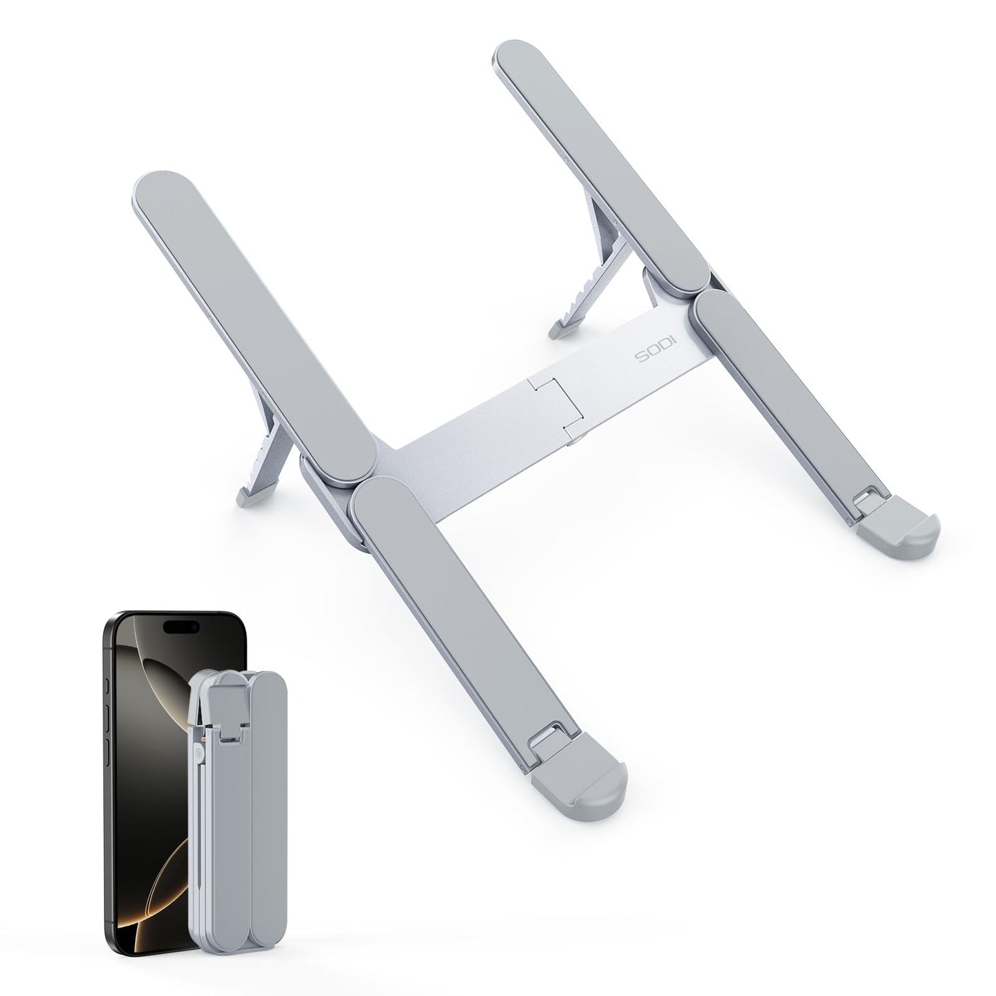 SODI Laptop Stand, Pocket-sized, Foldable and Portable Laptop Stand, 6 Adjustable Levels, Lightweight for Travel/Library/Cafe