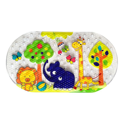 PTAPIPI Anti-Slip Shower Mat 39 x 69 cm - Forest Zoo Pattern