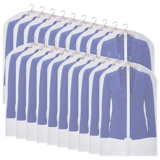 Univivi Suit Bags for Men, 20 Pack Travel Garment Bags, Breathable Clothes Covers Protector Bags, Transparent Waterproof Dustproof Moth Proof Dresses