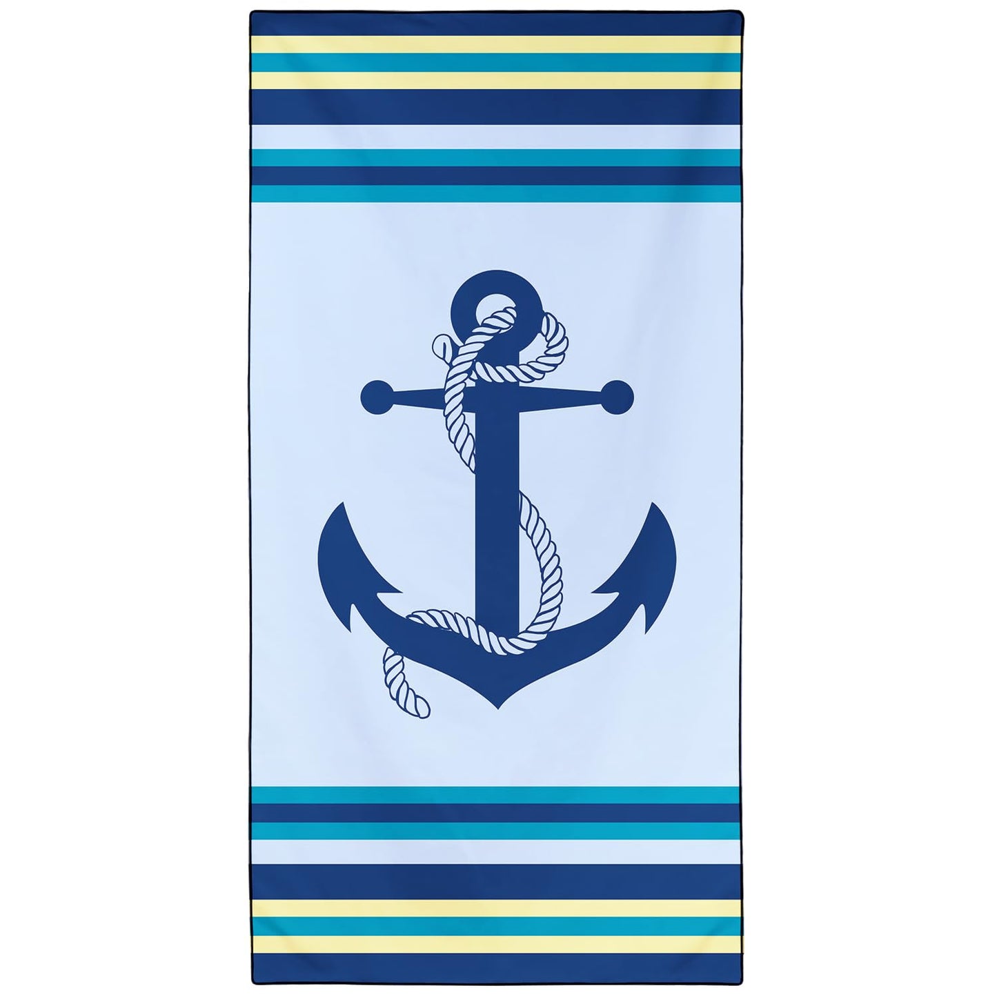 Violetpos Nautical Anchor Beach Towel, Extra Large 180x90 cm 250GSM Microfibre, Sand Free Quick Dry