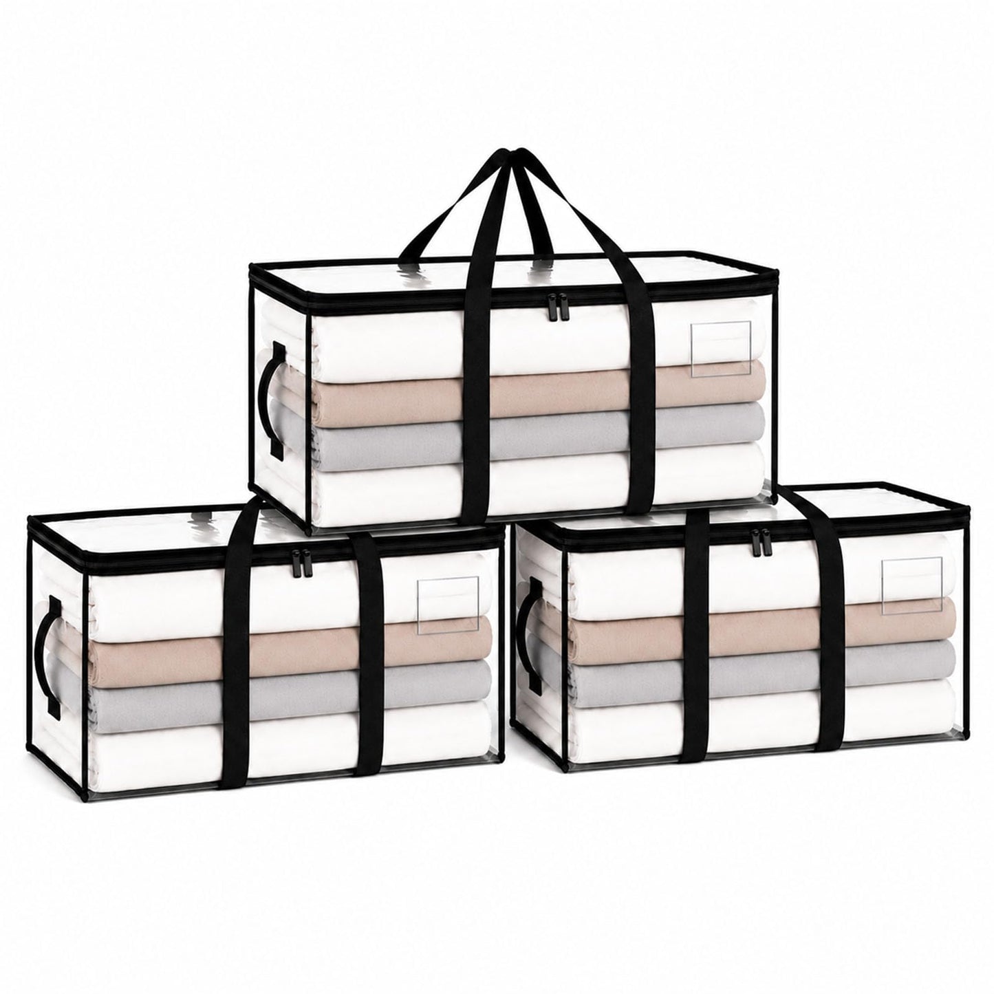 Moving bags 94L Large Clear Storage bags packing boxes Heavy Duty PP Woven Bags with Reinforced Handles and Zipper Foldable for Clothes Bedding