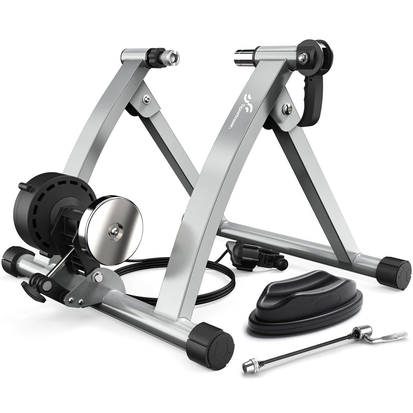 Sportneer Turbo Trainer, Bike Trainer with 6 Resistance Settings for Indoor Bike Trainer Stand Steel Bicycle Exercise Magnetic Stand with Noise