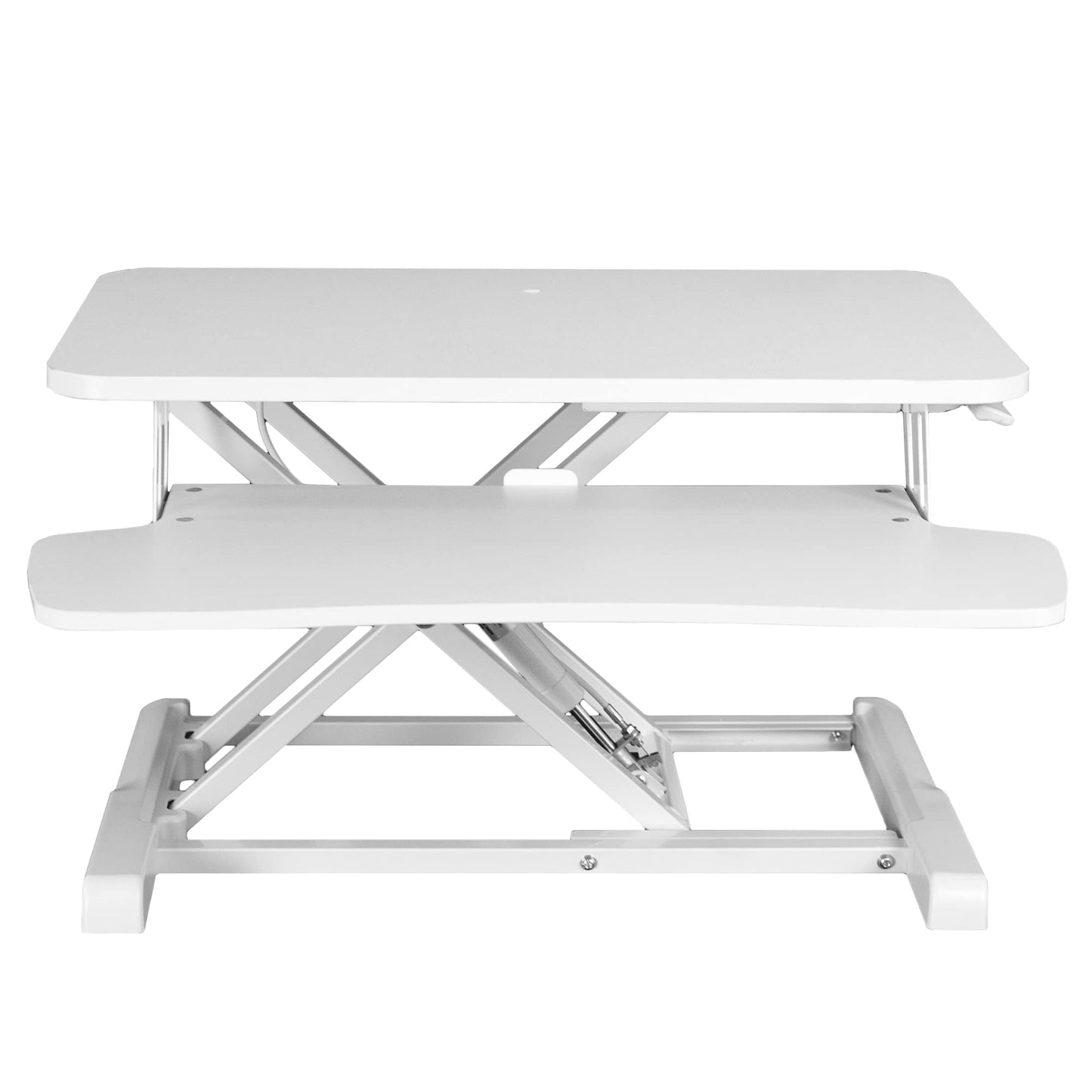 VIVO 66 cm Desk Converter, K Series, Height Adjustable Sit to Stand Riser, Dual Monitor and Laptop Workstation with Keyboard Tray, White, DESK-V026KW