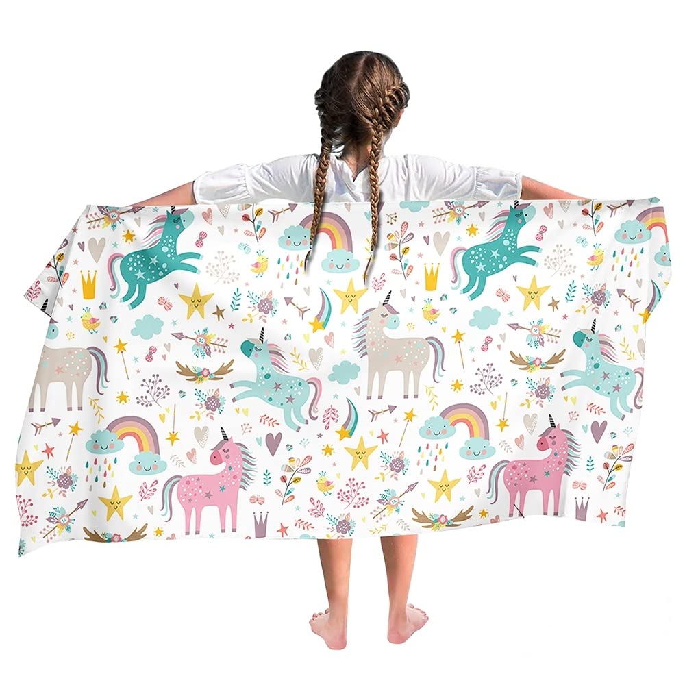 Ulticool Microfibre Children's Towel 140 x 70 cm - Unicorn Star Unicorn - Lightweight Travel Towel Quick Drying Bath Towel Beach Towel Sauna Towel