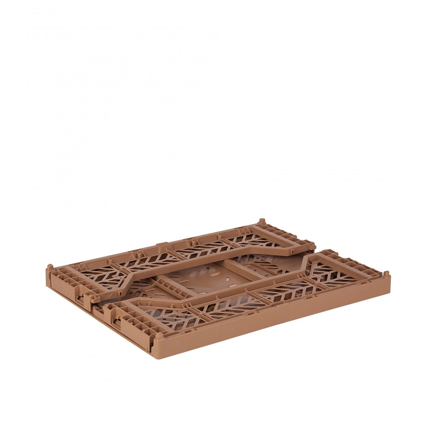 AYKASA Folding Crate, Sturdy Folding Box, Plastic, Stackable, Tan, Midi (40 x 30 x 14 cm)