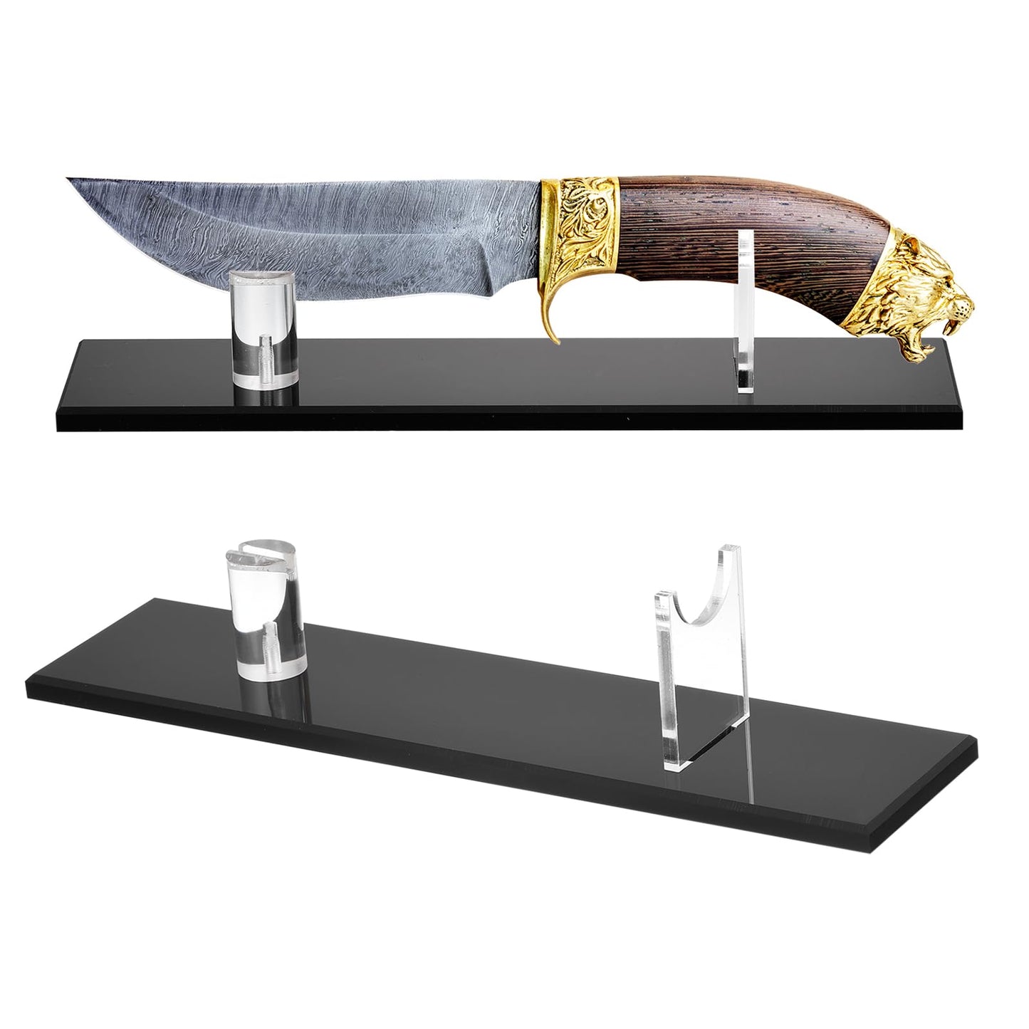 sourcing map 2 Pack Acrylic Knife Display Stand, Knife Collection Display Stand Holder for Display Knife on Desktop Black