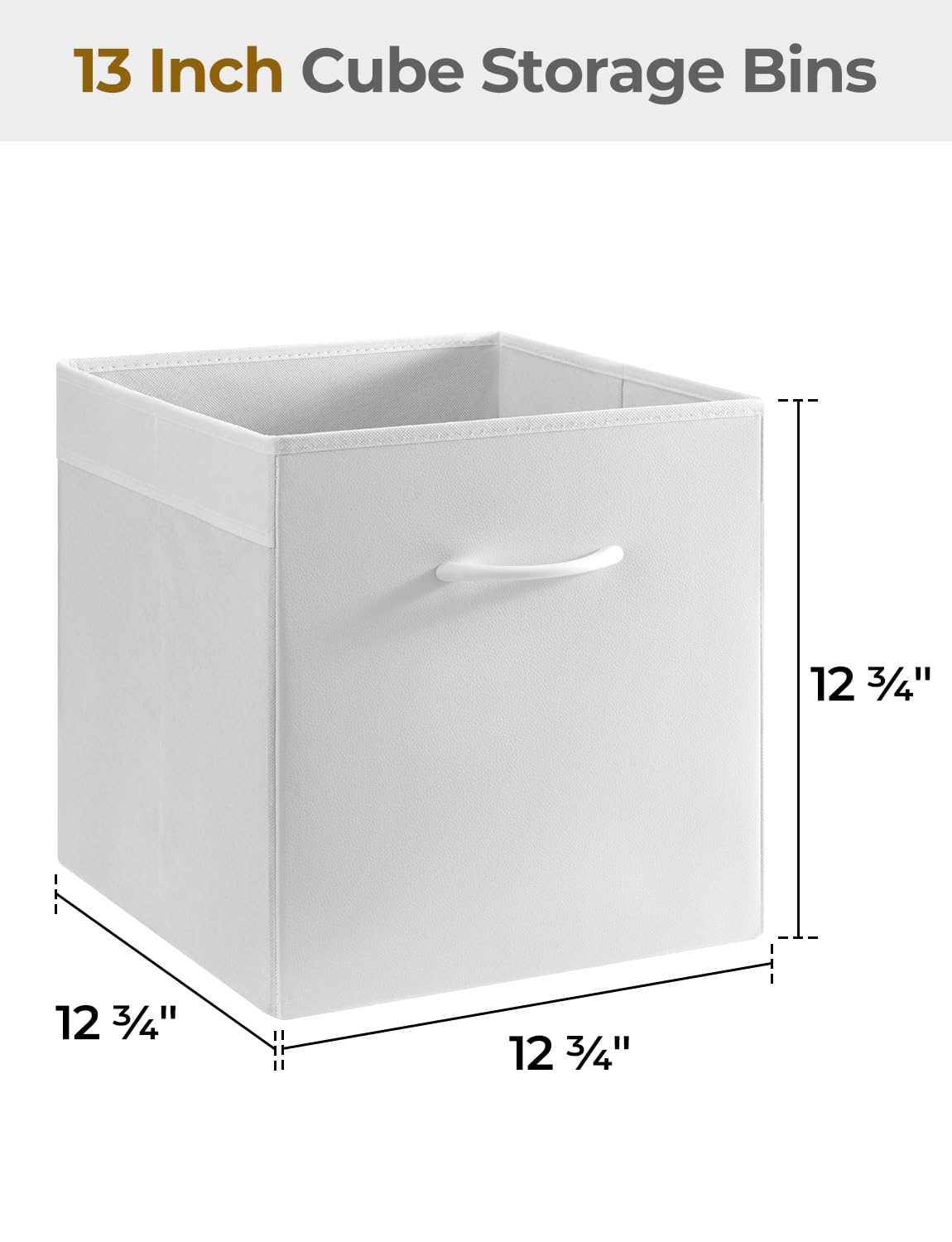 StorageWorks White Storage Cubes, Storage Cube Boxes with Handle, Cube Storage Basket for Shelves, Fabric Organiser Boxes for Wardrobe