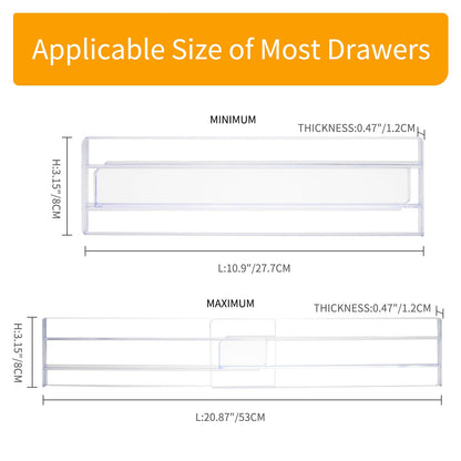 Laysthenic 10pcs Drawer Dividers for Clothes, Clear Plastic Drawers Separators, 3.15" High Expandable from 10.9"-20.8" Adjustable Drawer Organisers