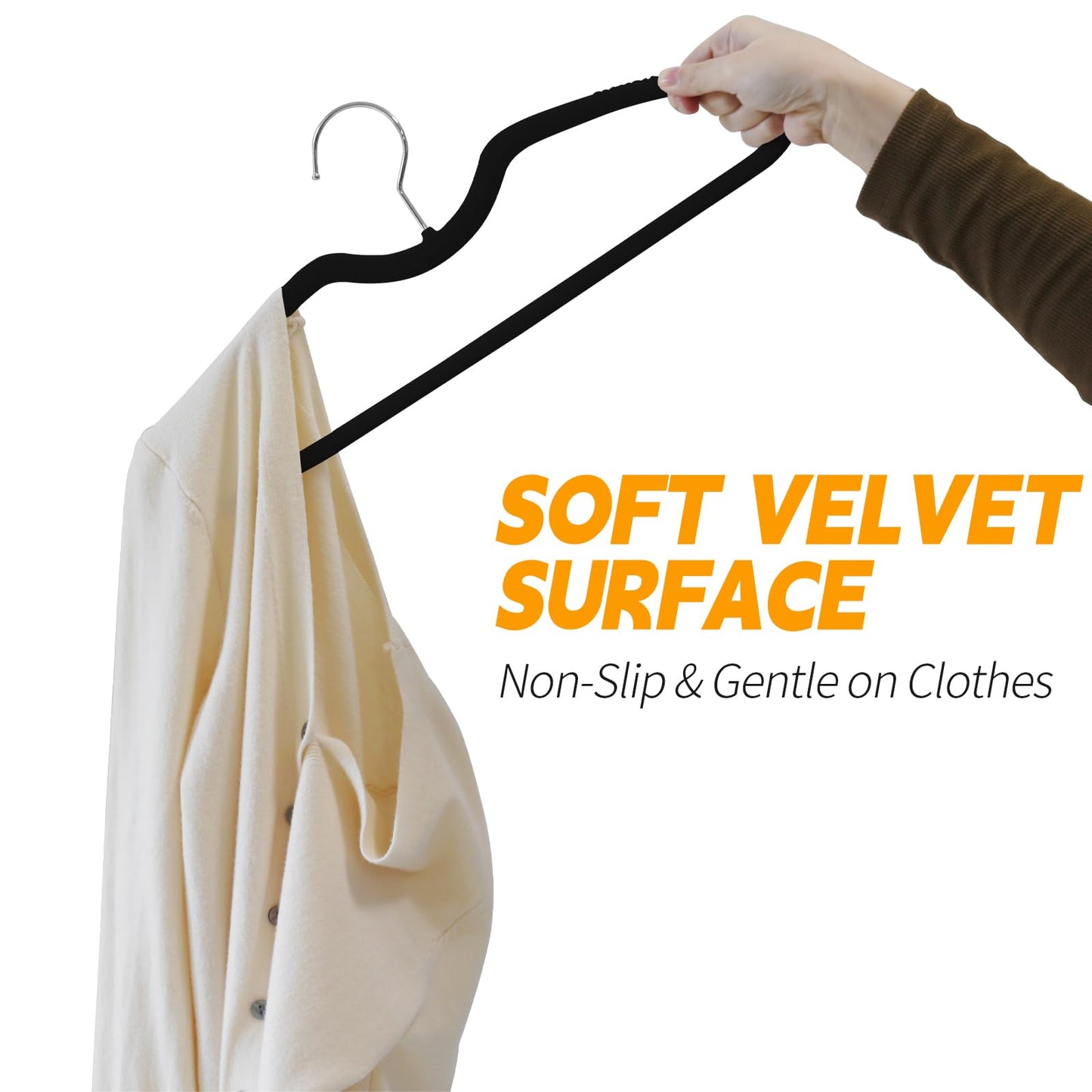 30 Pack Velvet Hangers, Short Neck Non Slip Slim Hangers with 360° Swivel Hook, Space Saving Clothes Hangers for Shirts, Dresses, Sweaters, Black