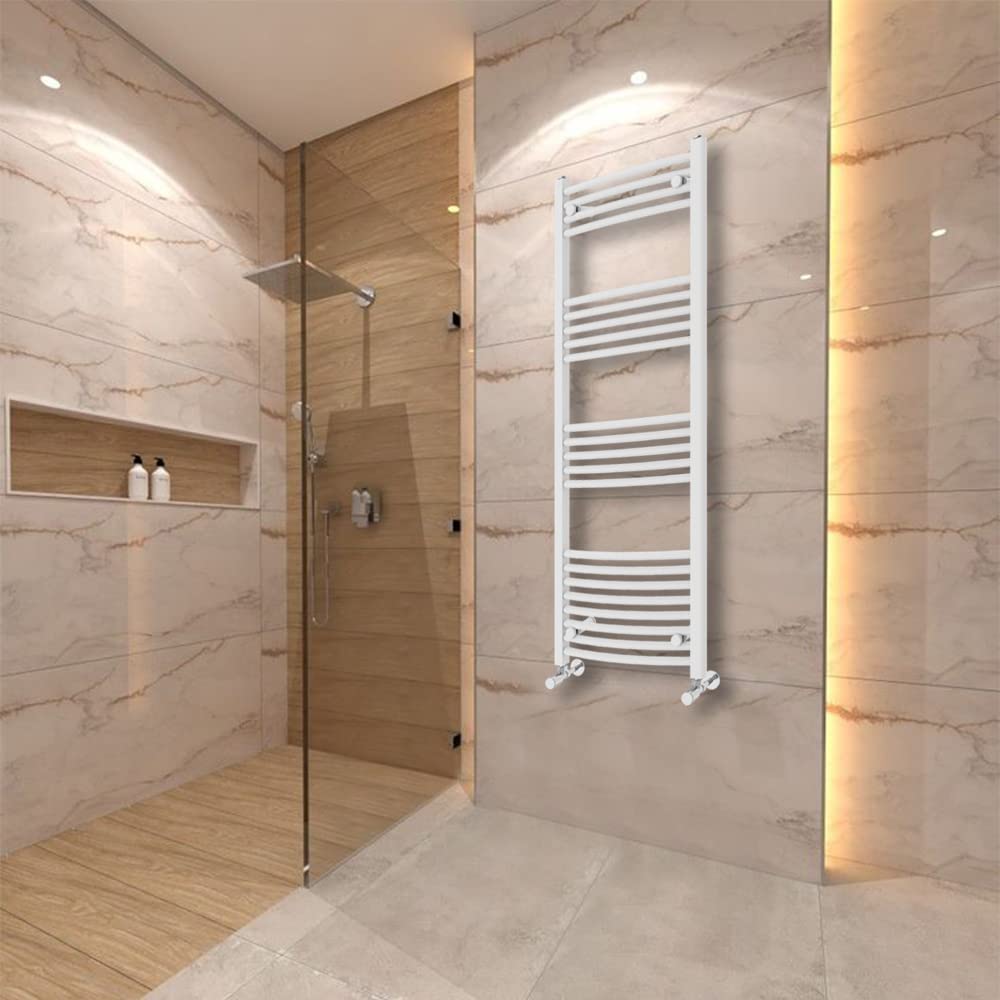 Warmehaus Curved Heated Towel Rail Radiator Ladder White 1400x500mm