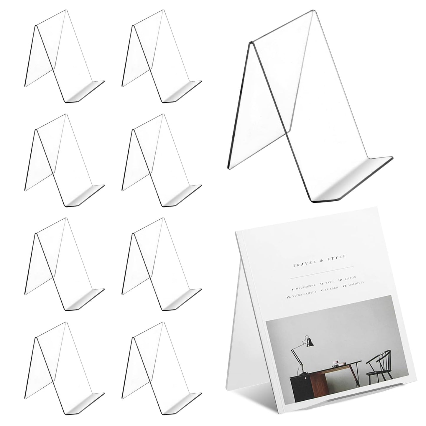 10 PCS Acrylic Book Display Stands, Clear Book Stand Holder