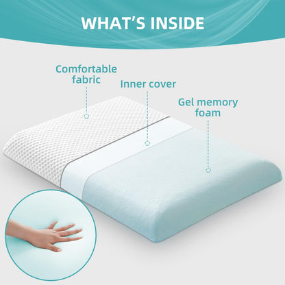 AOTOZE Ultra Thin & Flat Memory Foam Pillow,Low Profile Slim & Thin Pillow for Stomach Sleeper,Side Sleeper,Oeko-TEX & CertiPUR-US Double
