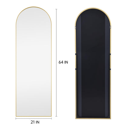 KOCUUY Arched Full Length Mirror, 161 x 52 cm Wall Mirror, Standing or Leaning Full Body Mirror with Aluminum Alloy Frame, Suitable for Bedrooms,
