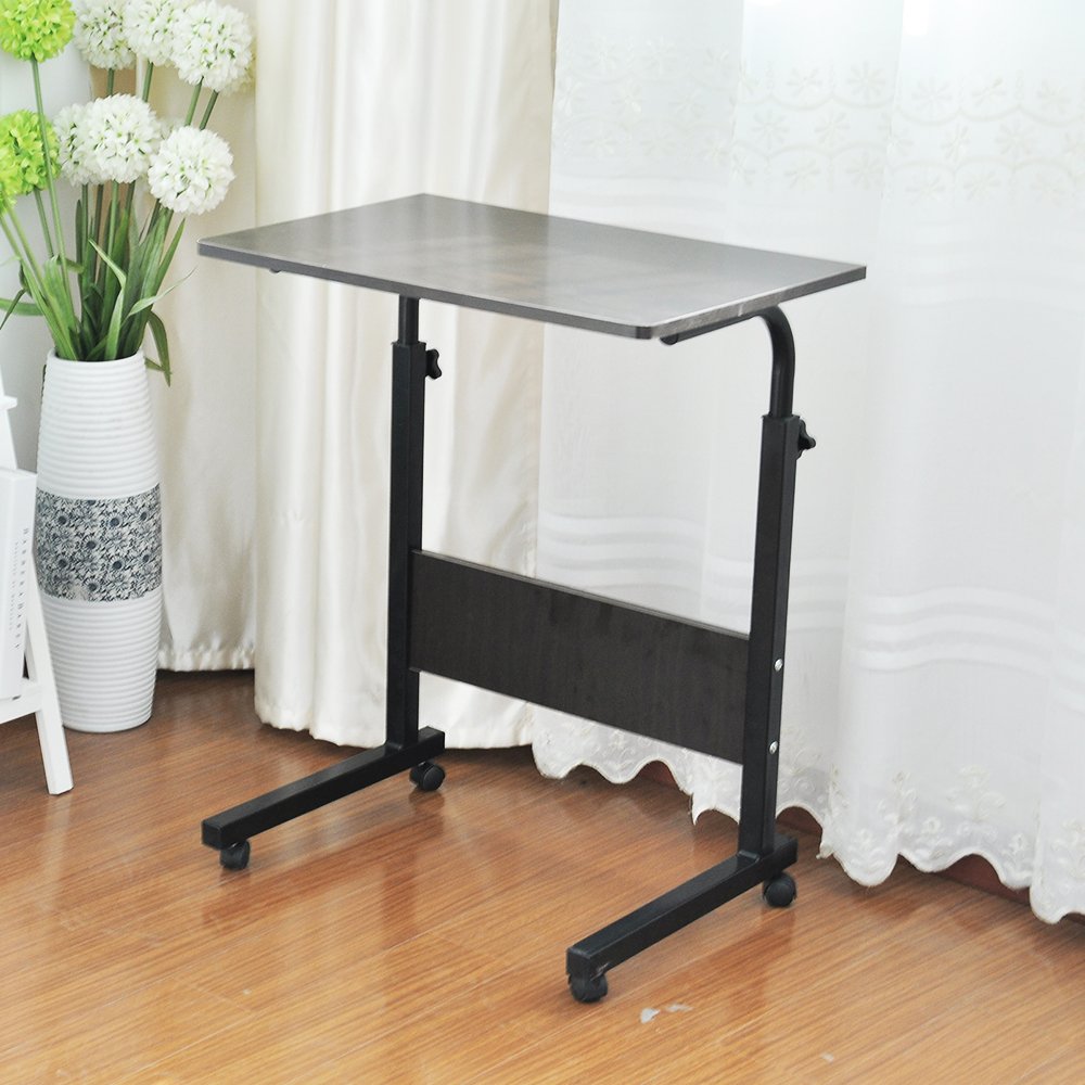 sogesfurniture Laptop Table Height Adjustable, Mobile Laptop Stand Coffee Table Side Table, portable Laptop Desk Tray for Sofa, Bed, Balcony, Garden