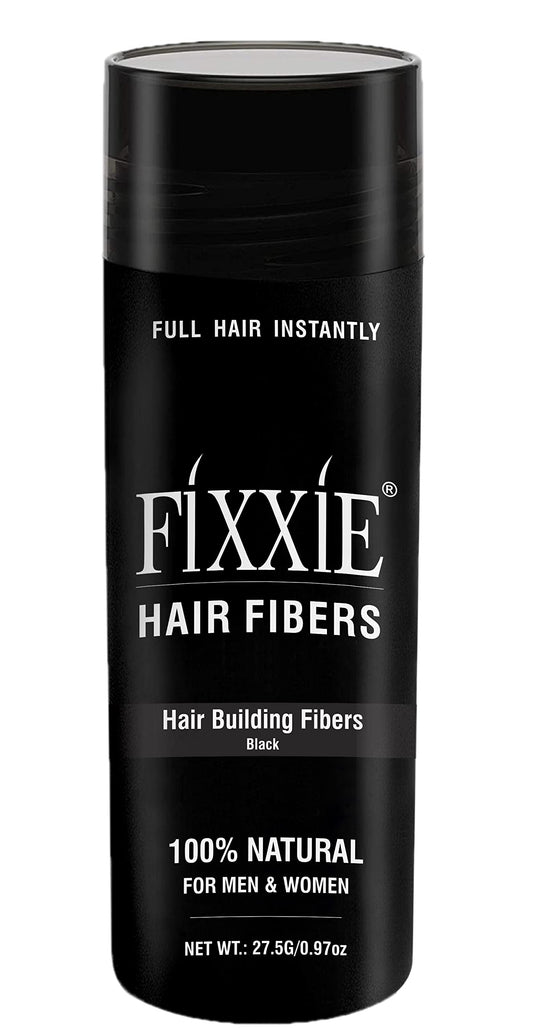 FIXXIE Hair Fibres BLACK for Thinning Hair 27.5g Bottle, Hair Fibre Concealer for Hair Loss for Men and Women, Naturally Thicker Looking Hair with