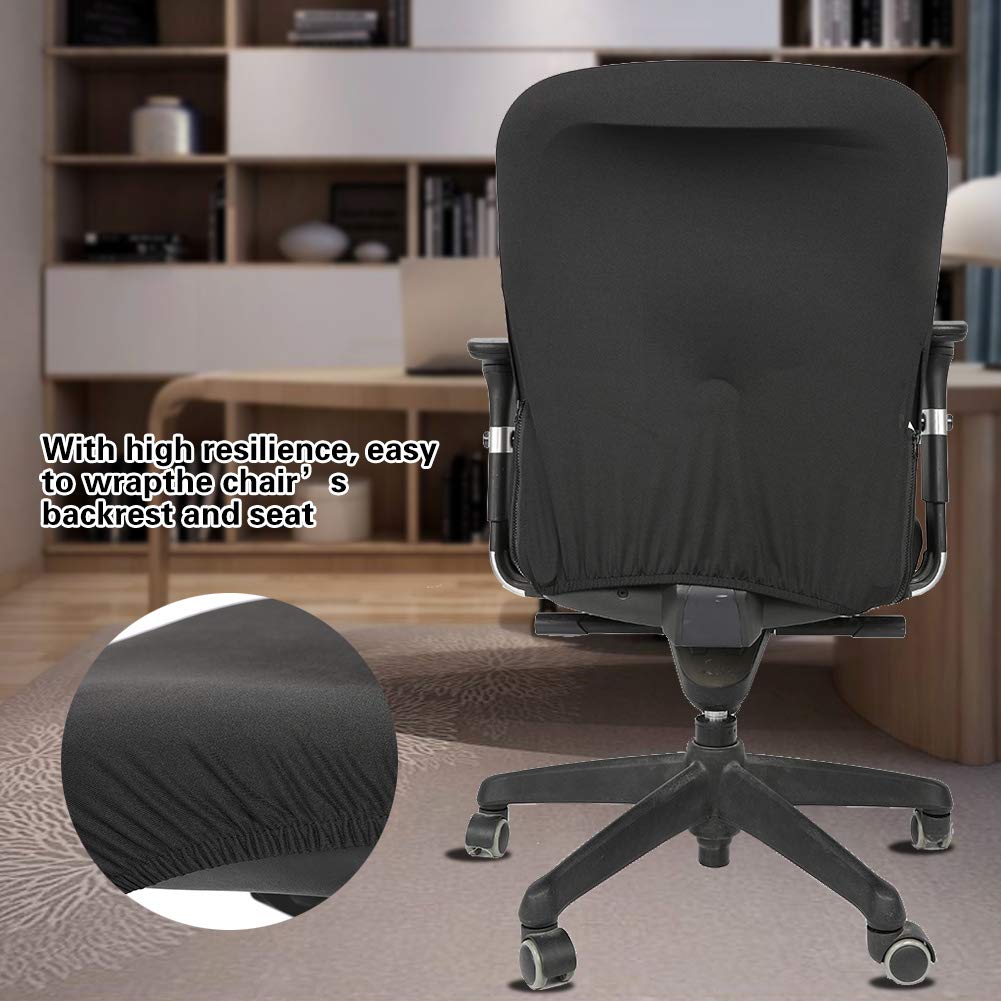 Akozon Office Chair Cover, Elastic Stretchable Fabric Chair Seat Cover Protector, Washable Slipcovers for Office Computer Chairs (Black)