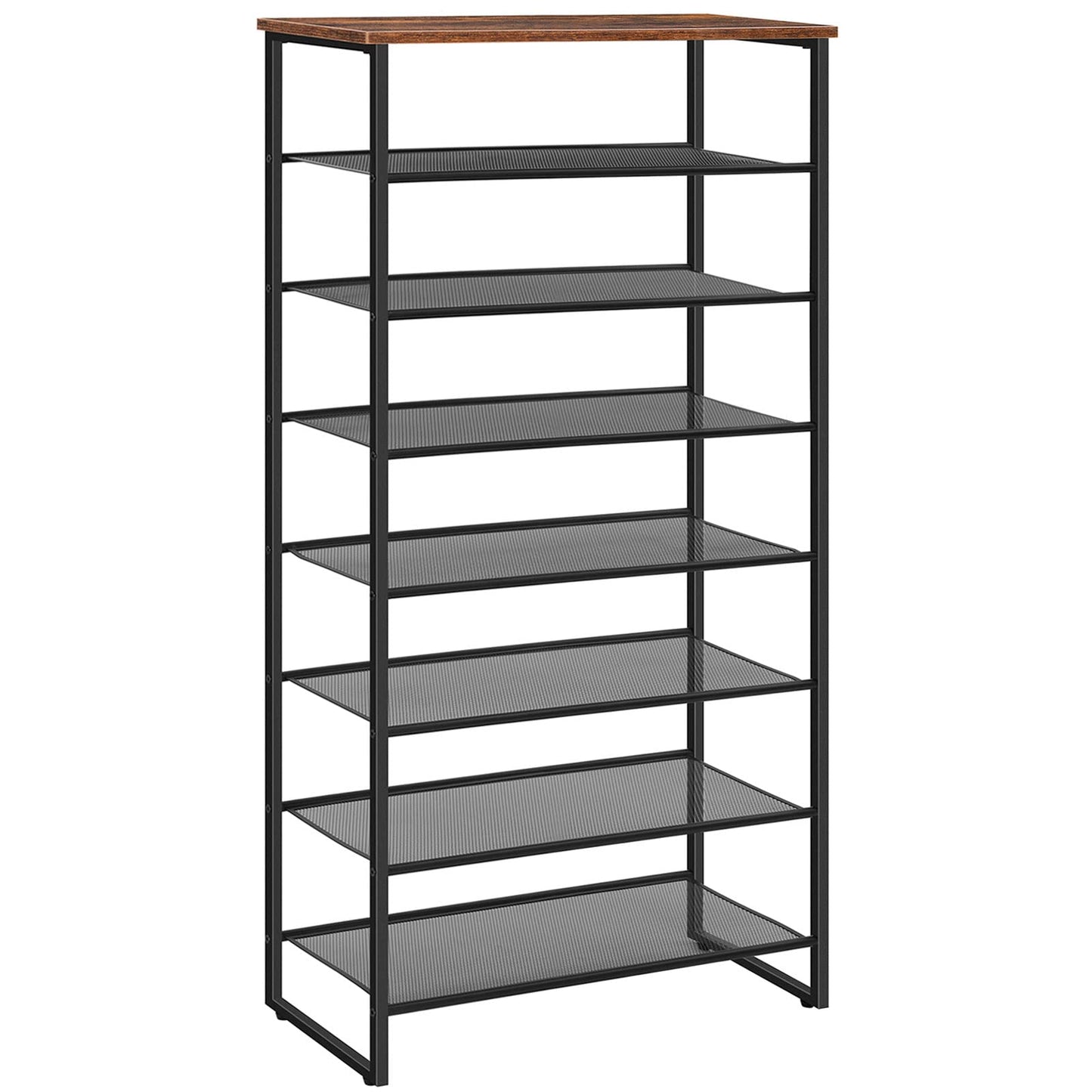 HOOBRO 8-Tier Shoe Rack, Tall Shoe Shelf, Shoe Organizer Rack for 21-28 Pairs of Shoes, Detachable Metal Mesh, Narrow Stand for Hallway, Living Room