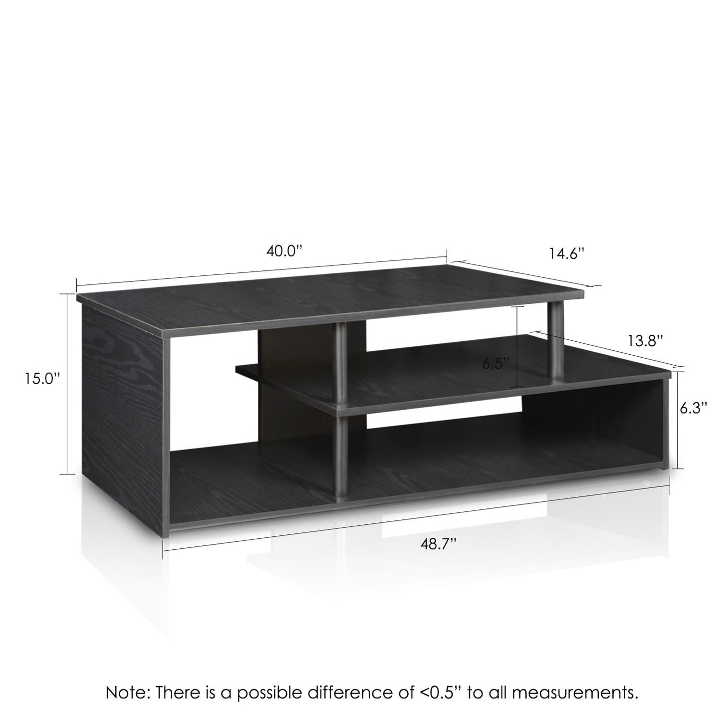 Furinno ECON TV Stand, Low Rise Entertainment Center, TV Console for TV up to 46 Inch, for Living Room, Bedroom, Blackwood