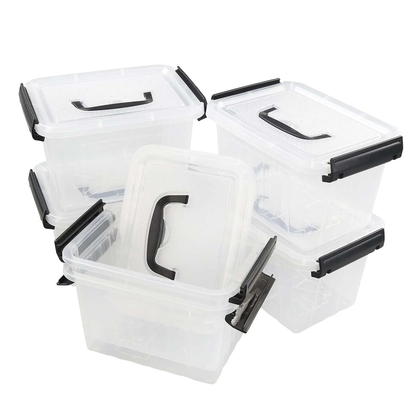 Sosody 3.5 L Small Lidded Storage Latch Box, Clear Plastic Storage Box, 6 Packs